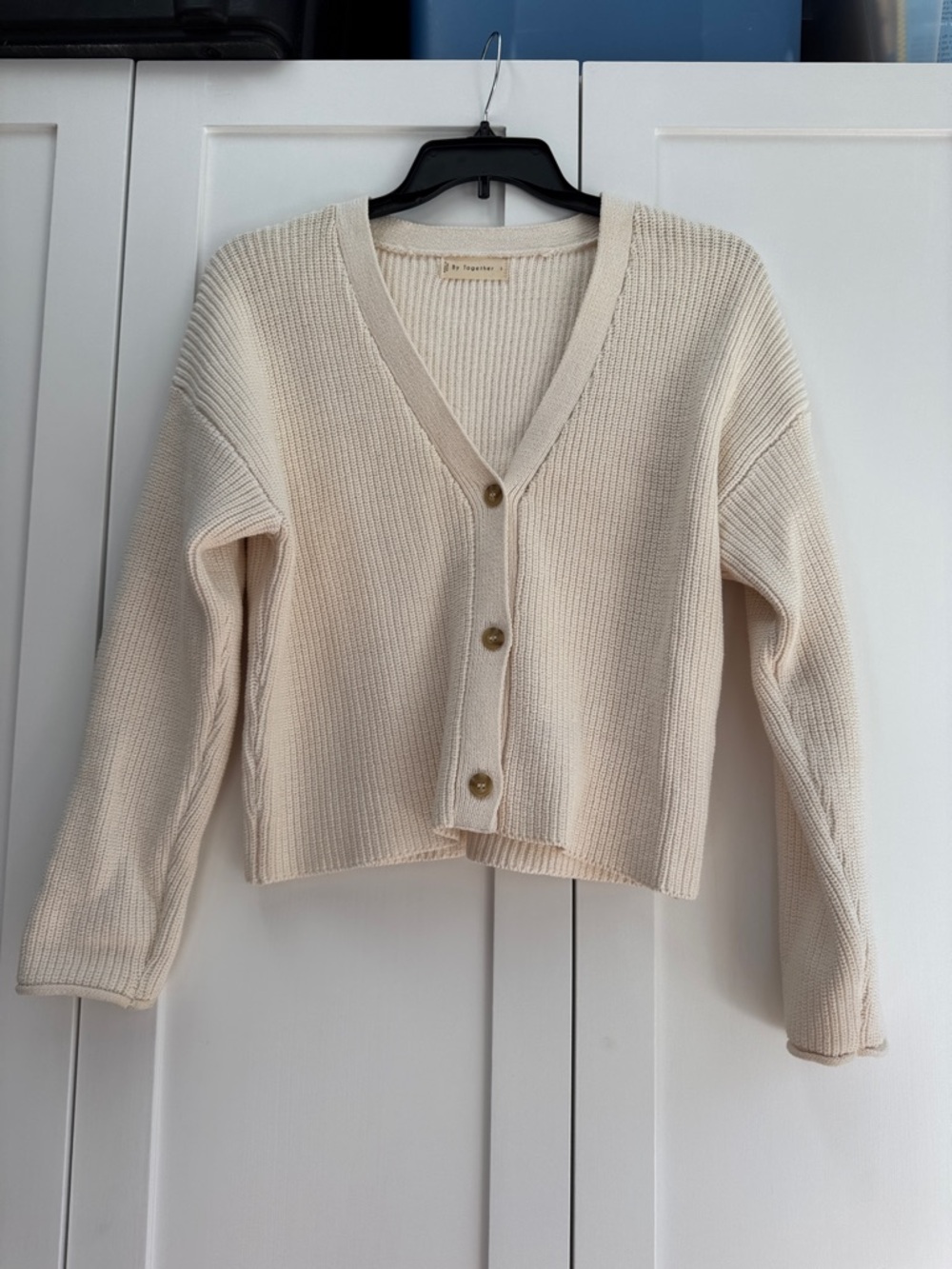 Cozy Cream Ribbed V-Neck Button Cardigan